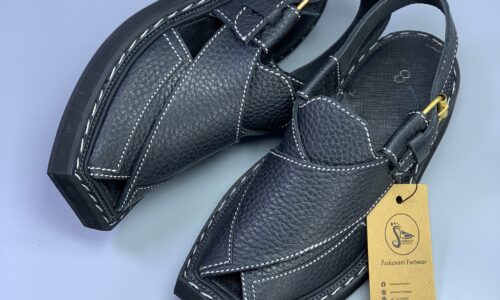 Premium Quality Genuine Leather (Black) Kaptaan Chappal
